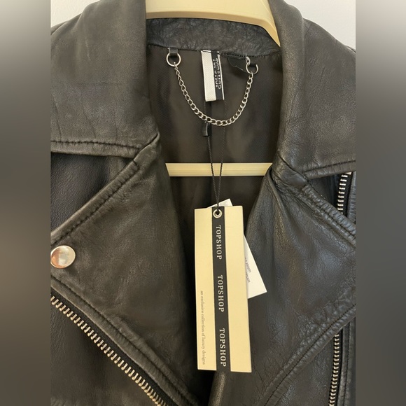 TOPSHOP ~ Genuine Leather Distressed Biker Moto Jacket - Picture 6 of 12